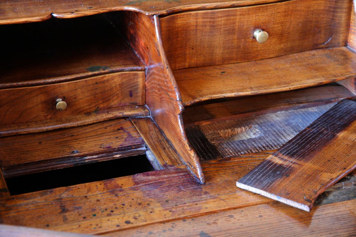 Scriban In Oak, System And Secret With Its Closure, Louis XV Period-photo-3