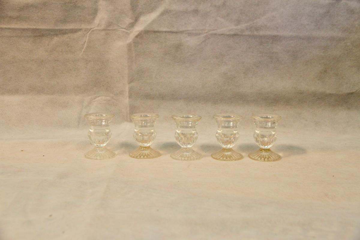 Five (5) Candlesticks In Glass XIXth Century-photo-2