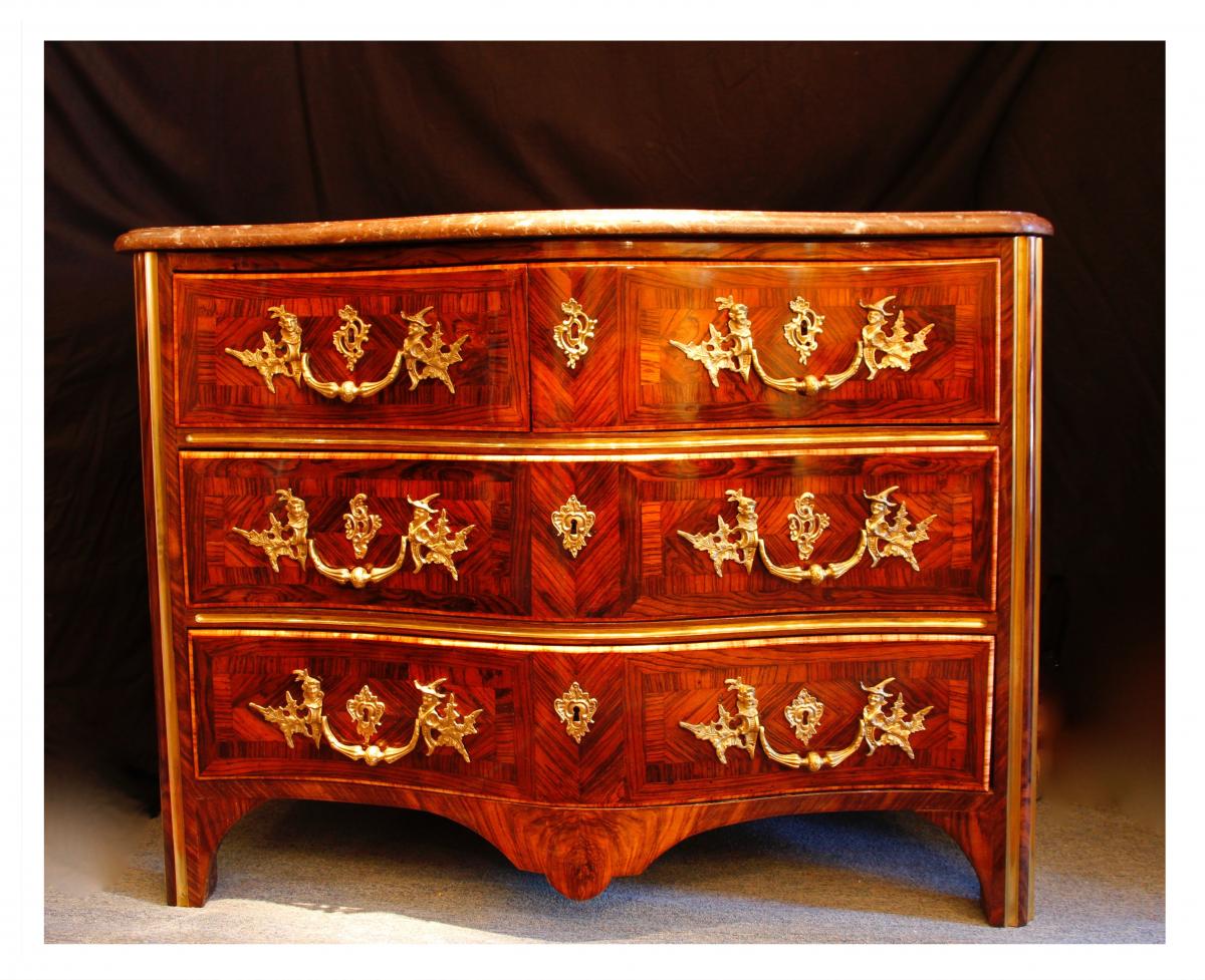 Commode Stamped Schwingkens, XVIIIth Century (late Regency, Early Louis XV)