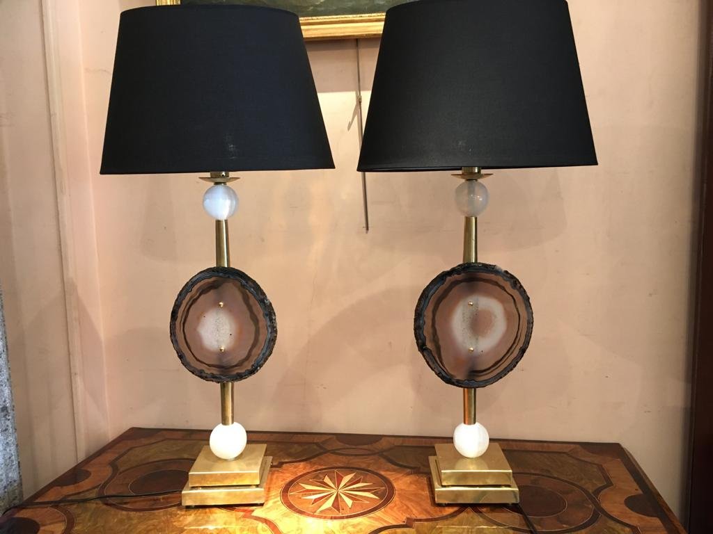 Pair Of "fossil" Lamps, 20th Century