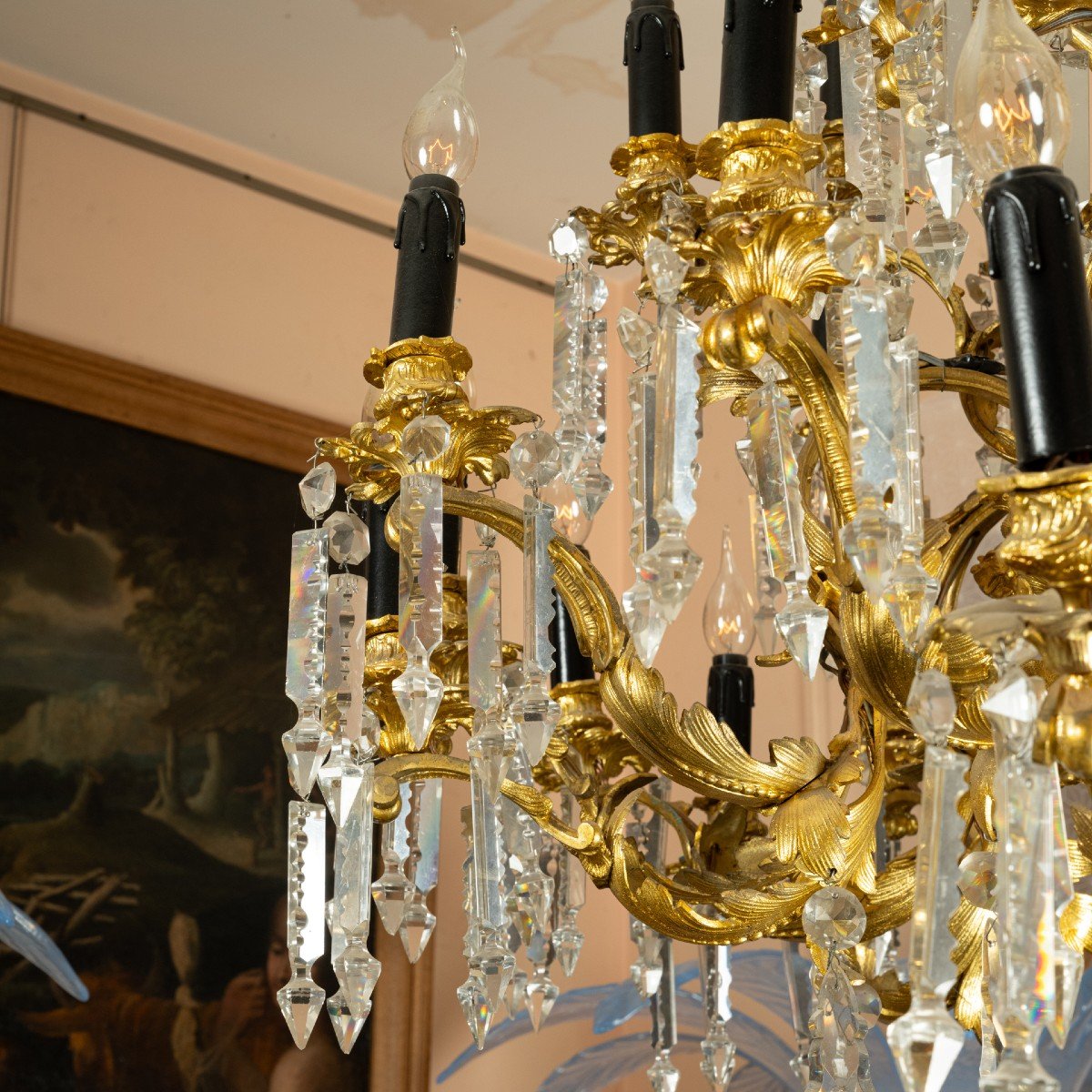 Chandelier In Gilded Bronze And Cut Crystal, Mid 19th Century-photo-4