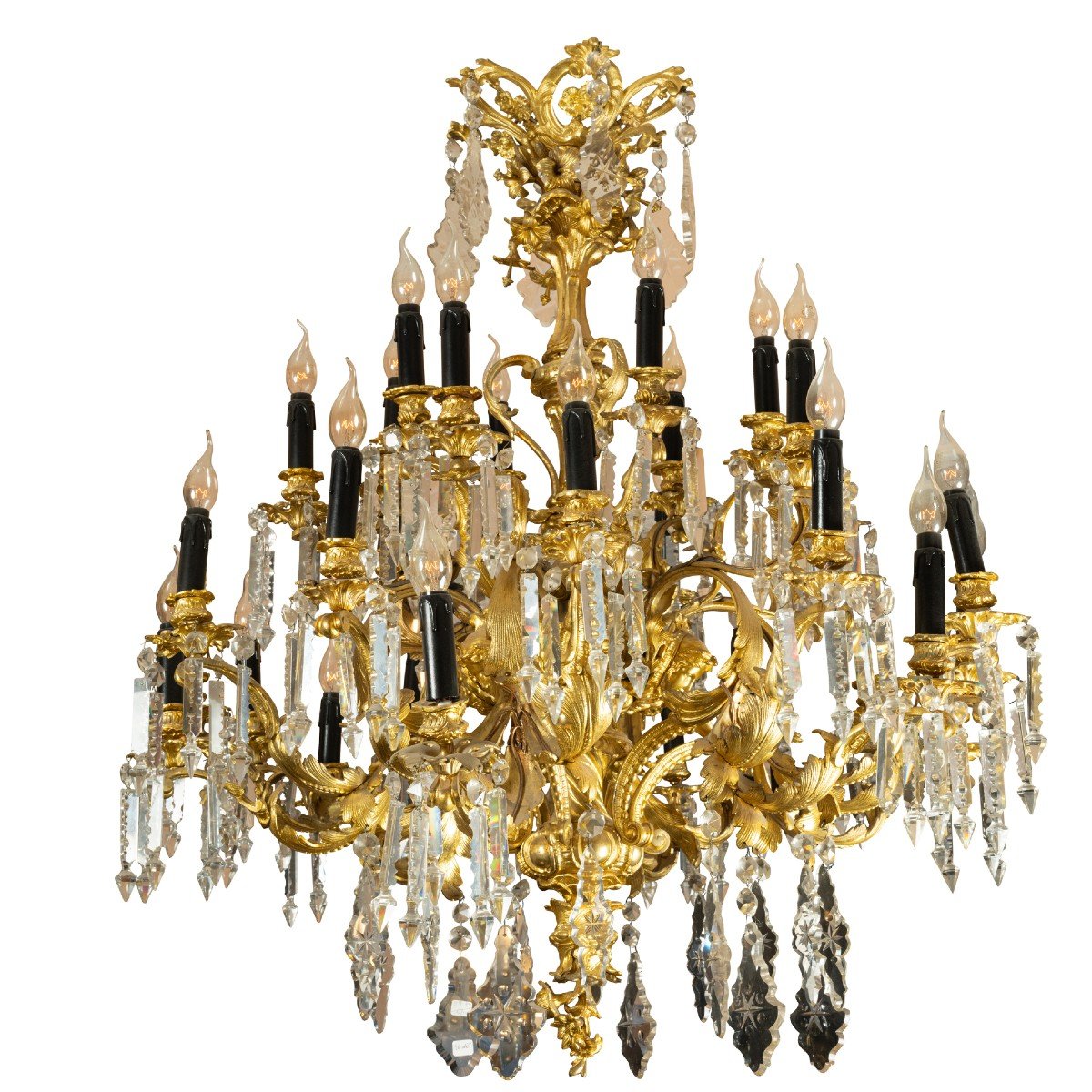 Chandelier In Gilded Bronze And Cut Crystal, Mid 19th Century