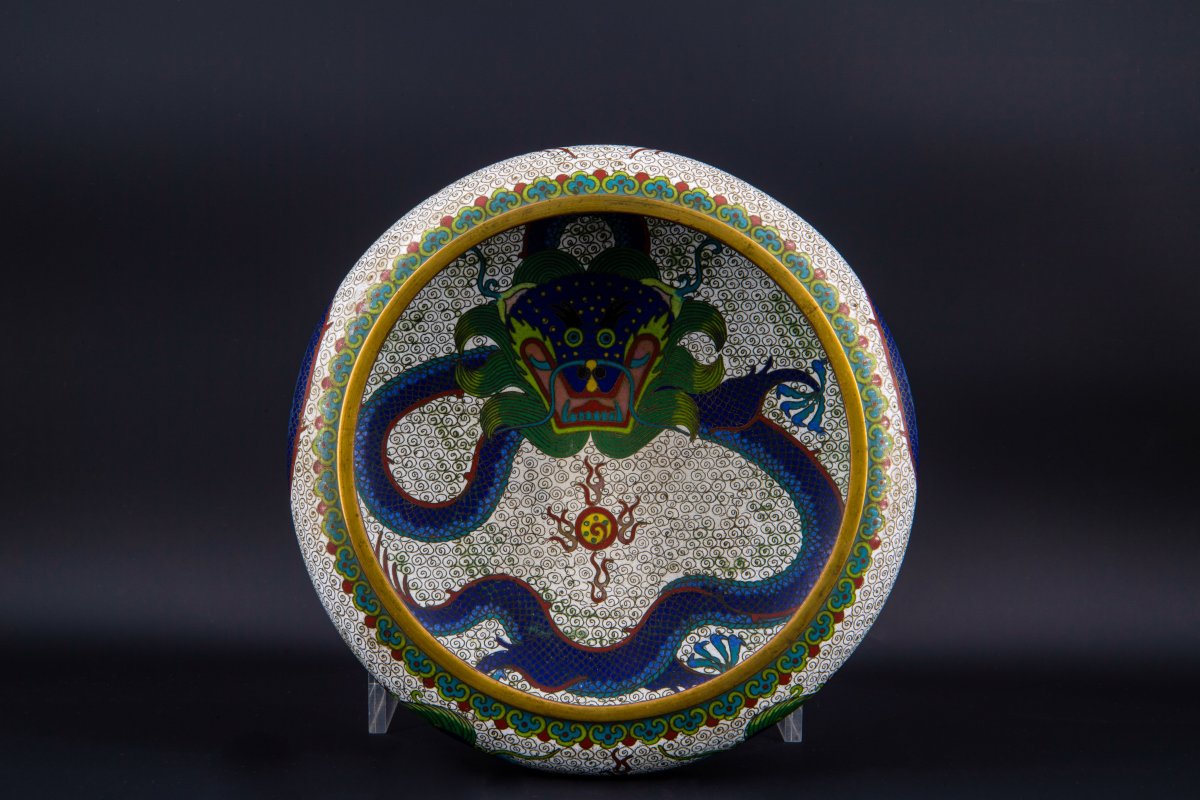 Coupe Chinoise Cloisonnée, Fin XIXe Siècle-photo-3