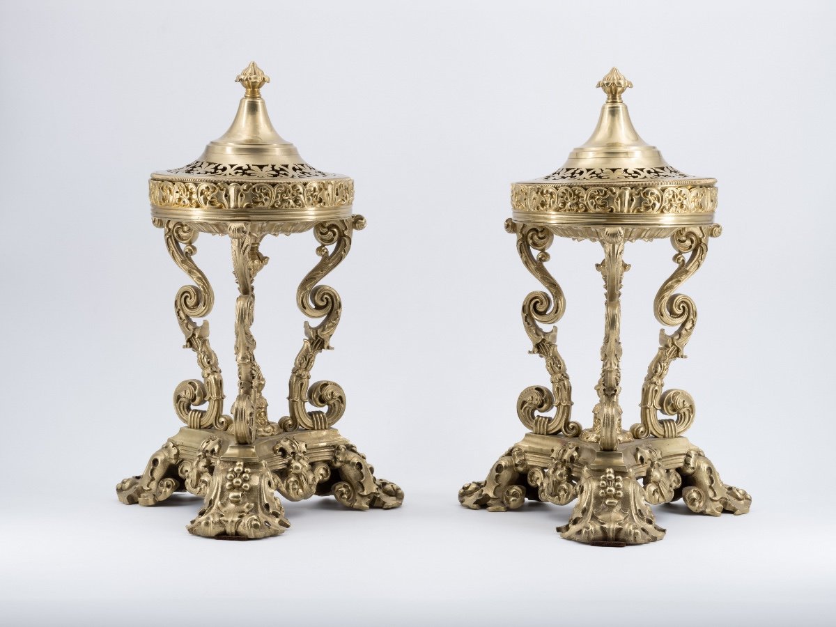 Pair Of Athenian Incense Burners, 19th Century