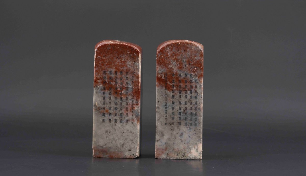 Pair Of Soapstone Seals, Late XIXth Or Early 20th Century, China-photo-3