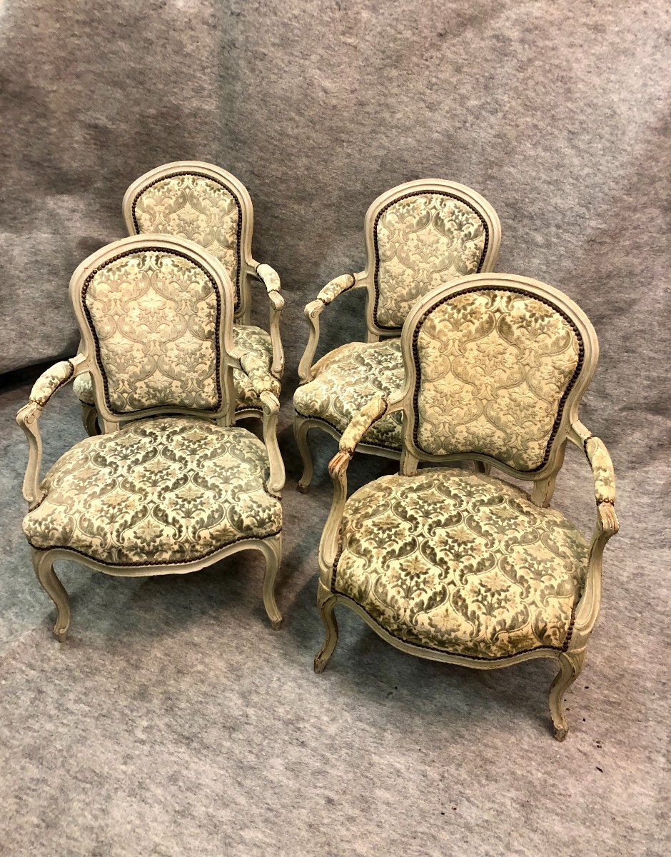 Suite Of Four (4) Medallion Armchairs, Mid 19th Century-photo-3