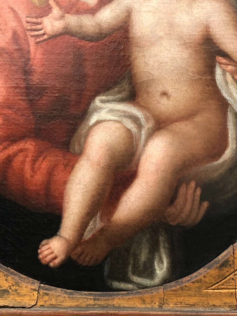 Vierge à L’enfant, Huile Sur Toile. Italie, XVIIIe Siècle -photo-3