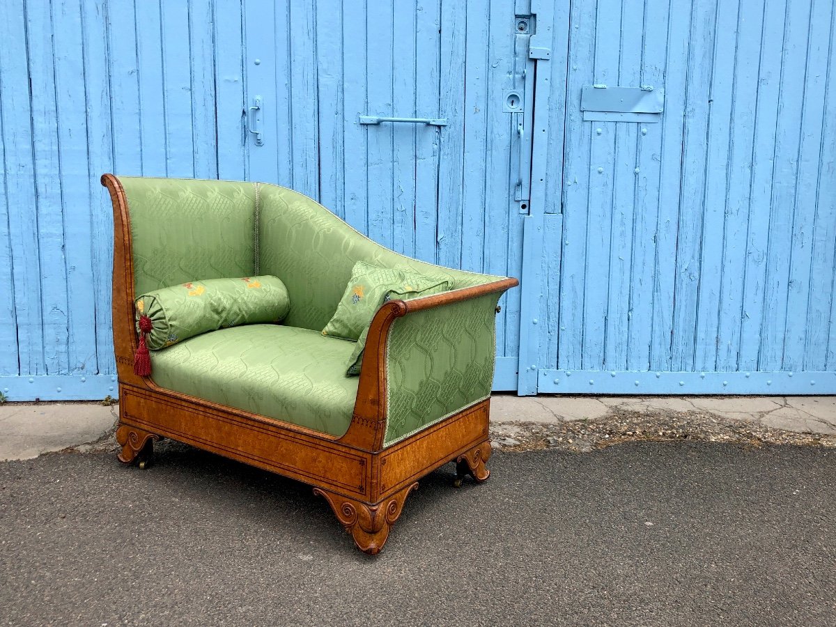 Charles X Daybed In Speckled Maple, 19th Century-photo-4