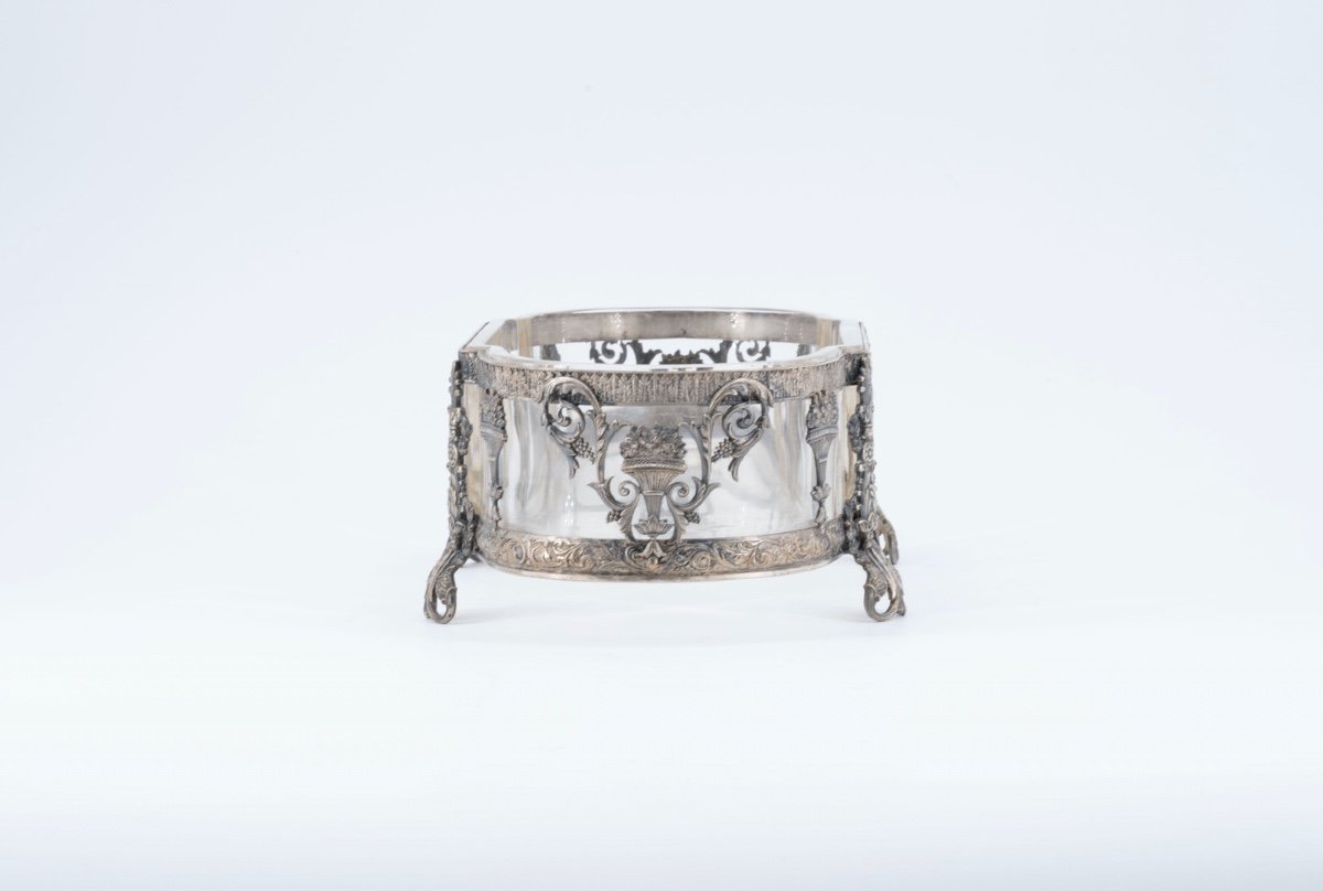 Centerpiece In Silvered Bronze And Crystal, 19th Century-photo-3