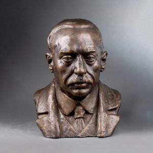 Buste De Georges Clémenceau (1841 - 1929), Sculpté Et Signé Par Charles Hofman (1896 - 1965)