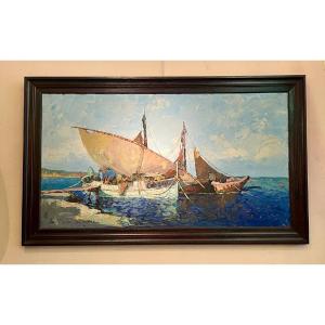 Oil On Panel Signed Jacques Van Den Bussche (1925 - 2001)