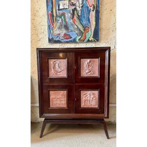 Art Deco Sideboard With The Allegory Of The Four Seasons, 20th Century