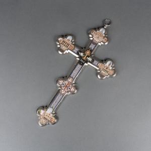 Croix En Métal Et Micro-mosaïque, XIXe Siècle 