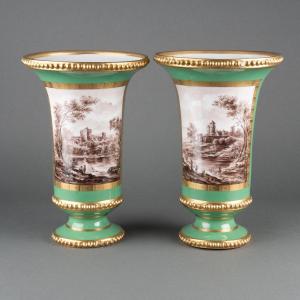 Paire De Vases En Porcelaine De Paris, XIXe Siècle 