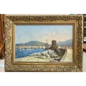 Vue Du Port De Cassis, Huile Sur Toile, XXe Siècle 