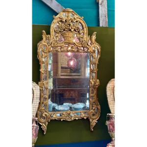 "autumn" Mirror In Gilded Wood, 18th Century