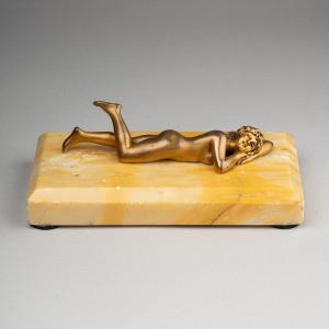 Petit Nu Féminin En Bronze Doré, Début XXe Siècle 