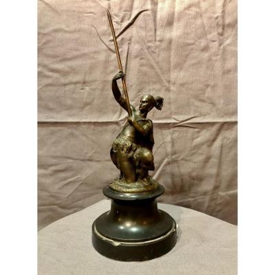 Bronze figurant un guerrier iroquois, XIXe siècle 