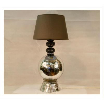 Lampe En Aluminium Et Verre Murano, Début XXIe Siècle