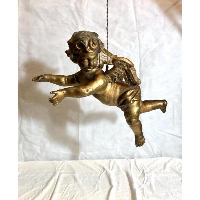Gilded Wooden Putto, Late 19th Century