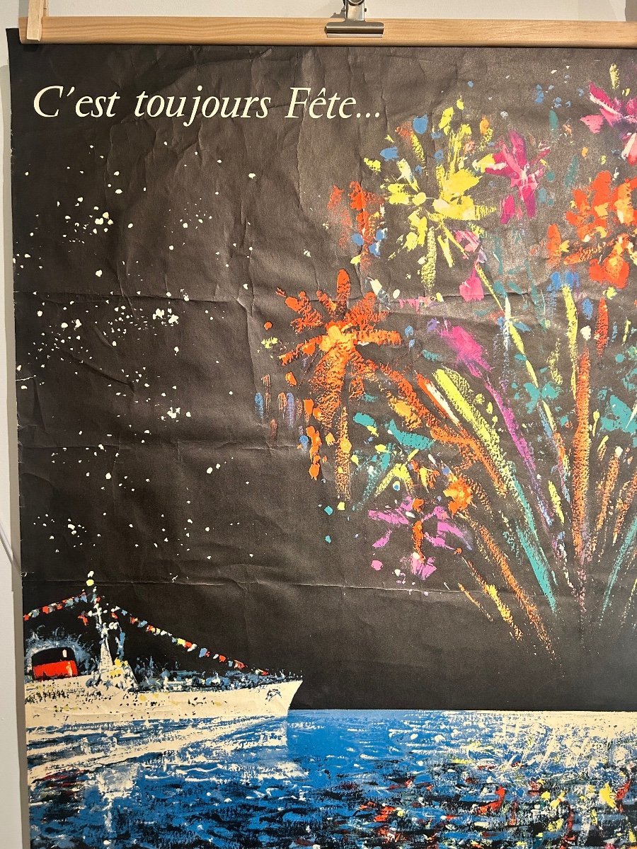 d'Après René Bouvard, Affiche " C'est Toujours La Fête... A Bord Des Paquebots De La Cgt"-photo-3