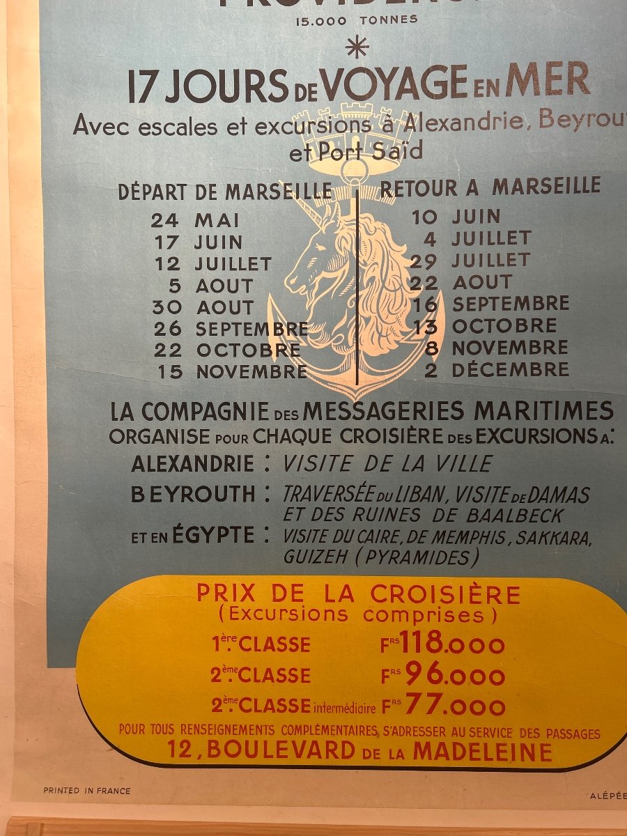 Messageries Maritimes, Affiche Pour La Promotion Des Croisières Du Paquebot Providence-photo-2