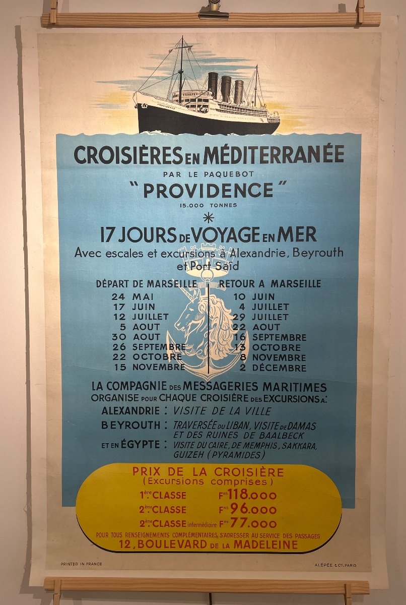 Messageries Maritimes, Affiche Pour La Promotion Des Croisières Du Paquebot Providence