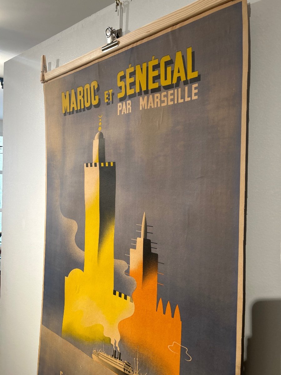 D’après Tonelli, Affiche En Couleur Pour La Compagnie Paquet « maroc Et Sénégal Par Marseille »-photo-2