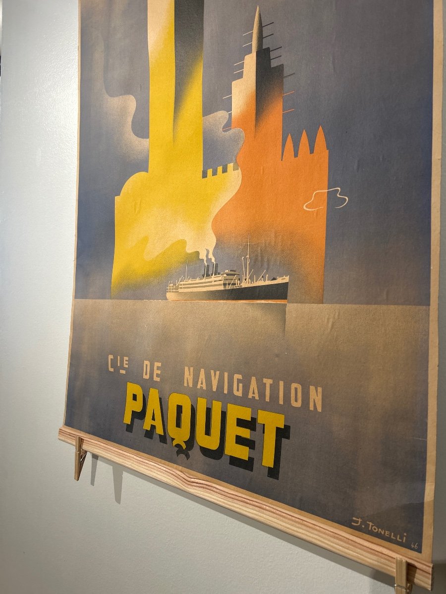 D’après Tonelli, Affiche En Couleur Pour La Compagnie Paquet « maroc Et Sénégal Par Marseille »-photo-3