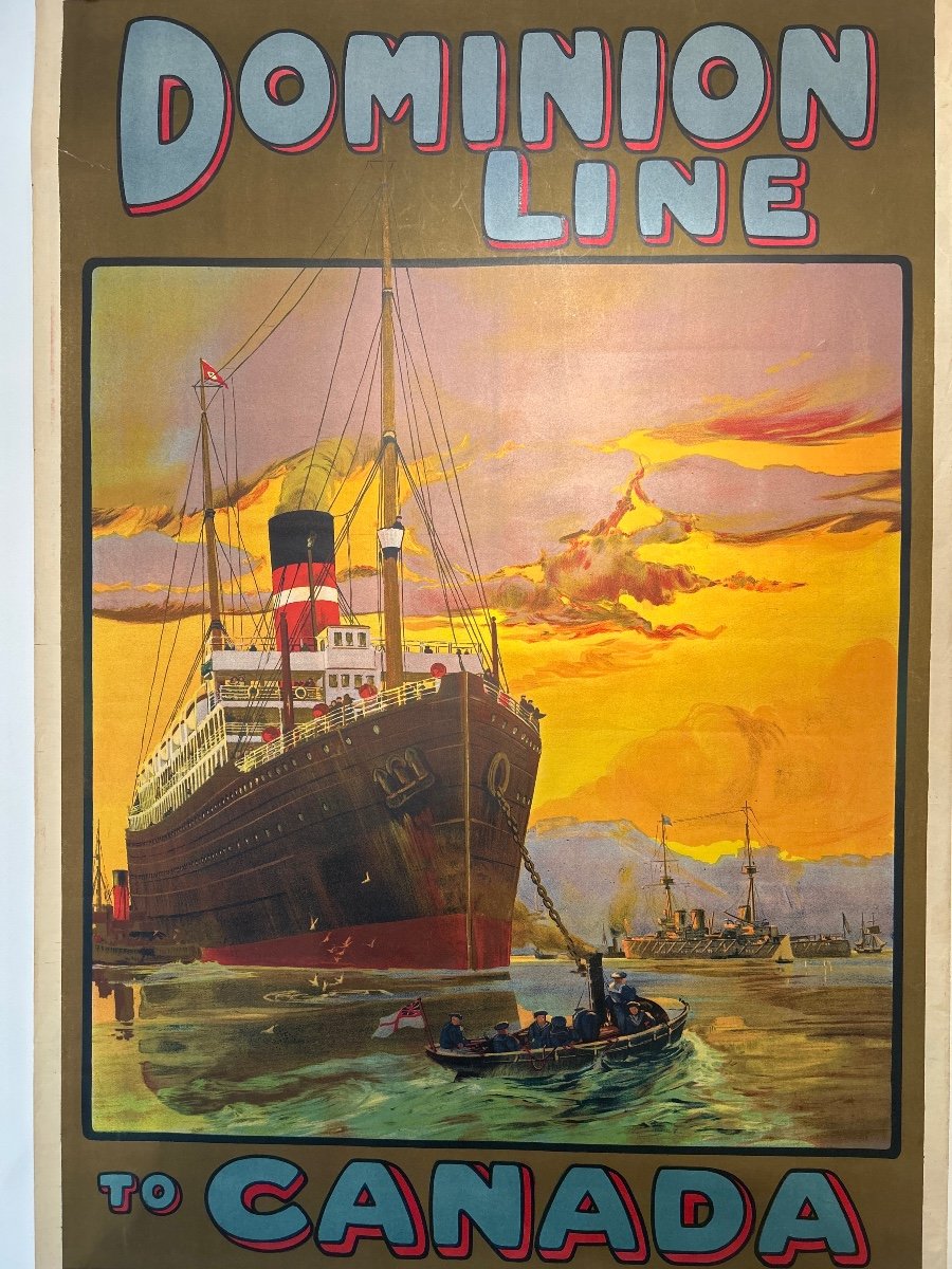 Dominion Line To Canada, Affiche En Couleur Pour La Compagnie Domonion Vers 1910-photo-2