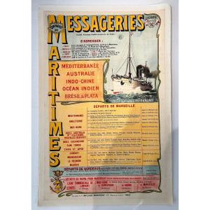 Compagnie Des Messageries Maritimes 1905, Poster For The Promotion Of The Lines