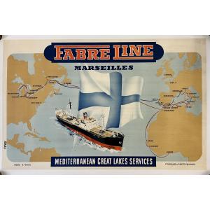 Affiche De La Compagnie Fabre Line Vers 1950