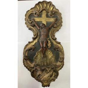 Christ En Bois Doré XVIII Em Siècle 