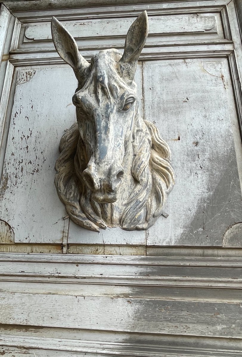 Enseigne de boucherie tête de cheval en zinc