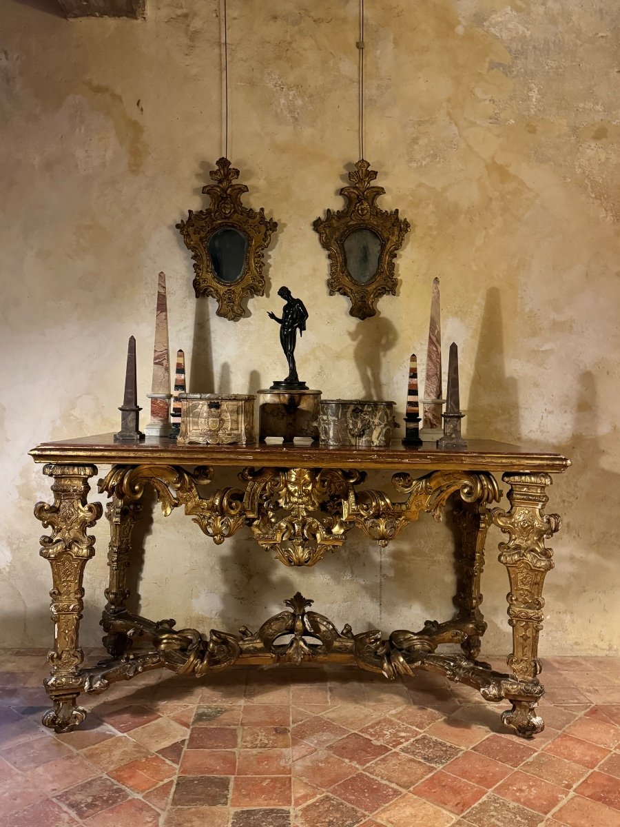 Large Console, Louis XIV In Gilded Wood-photo-8