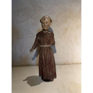 Jeune, Moine 17e En Bois Polychrome