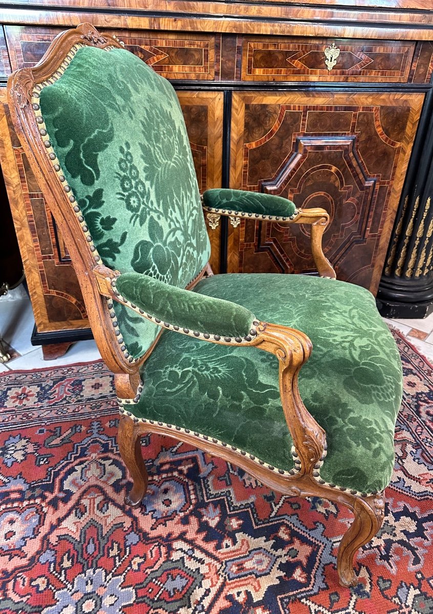 Louis Cresson (1706-1761), Louis XV Armchair With The Stamped Queen, 18th Century-photo-3