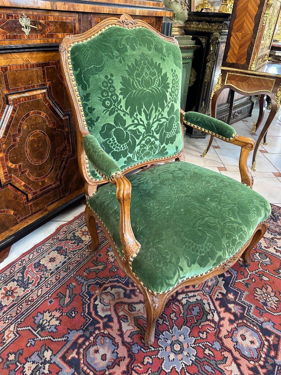 Louis Cresson (1706-1761), Louis XV Armchair With The Stamped Queen, 18th Century-photo-8