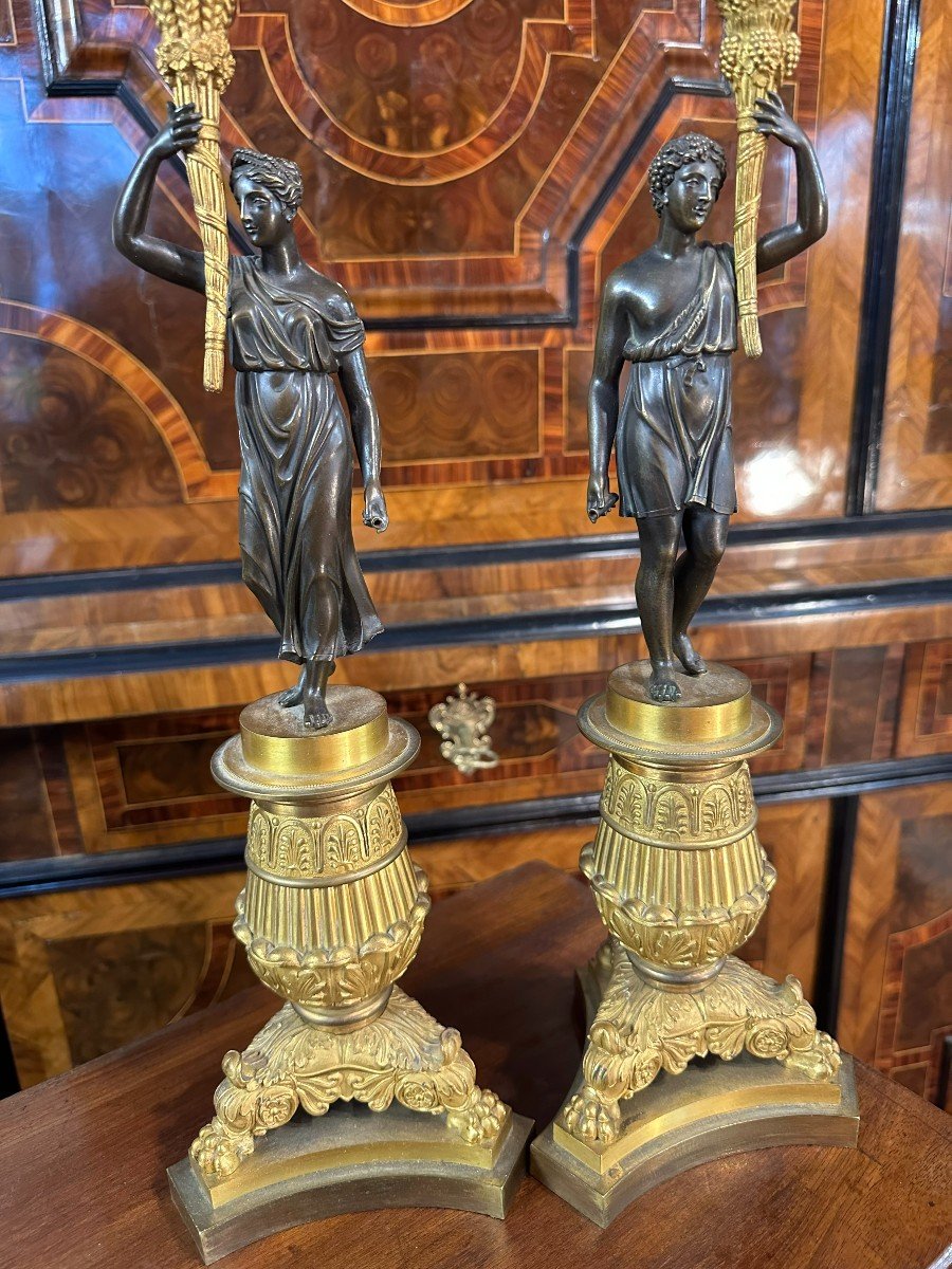 Pair Of Empire Period Candelabra-photo-2