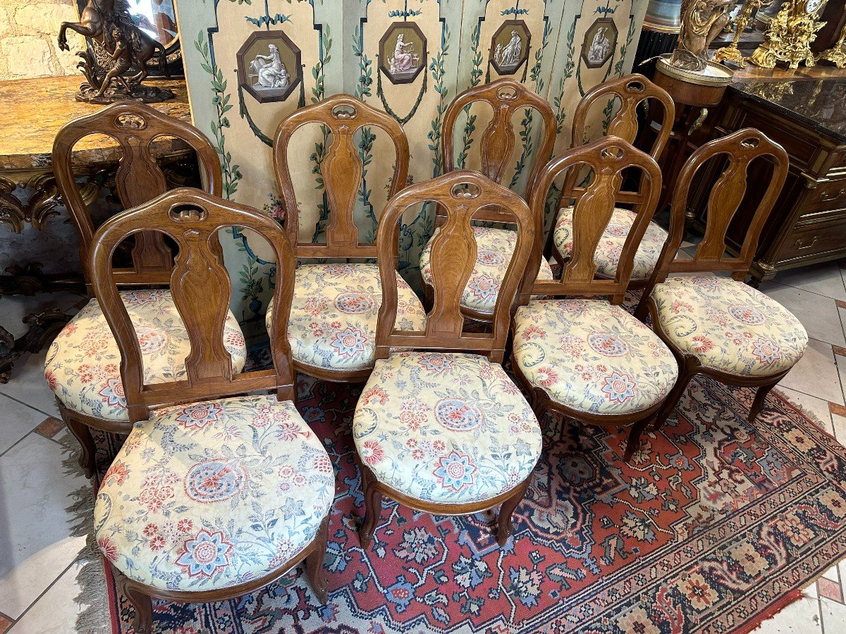 Suite Of Eight Louis Philippe Chairs In Solid Mahogany-photo-2