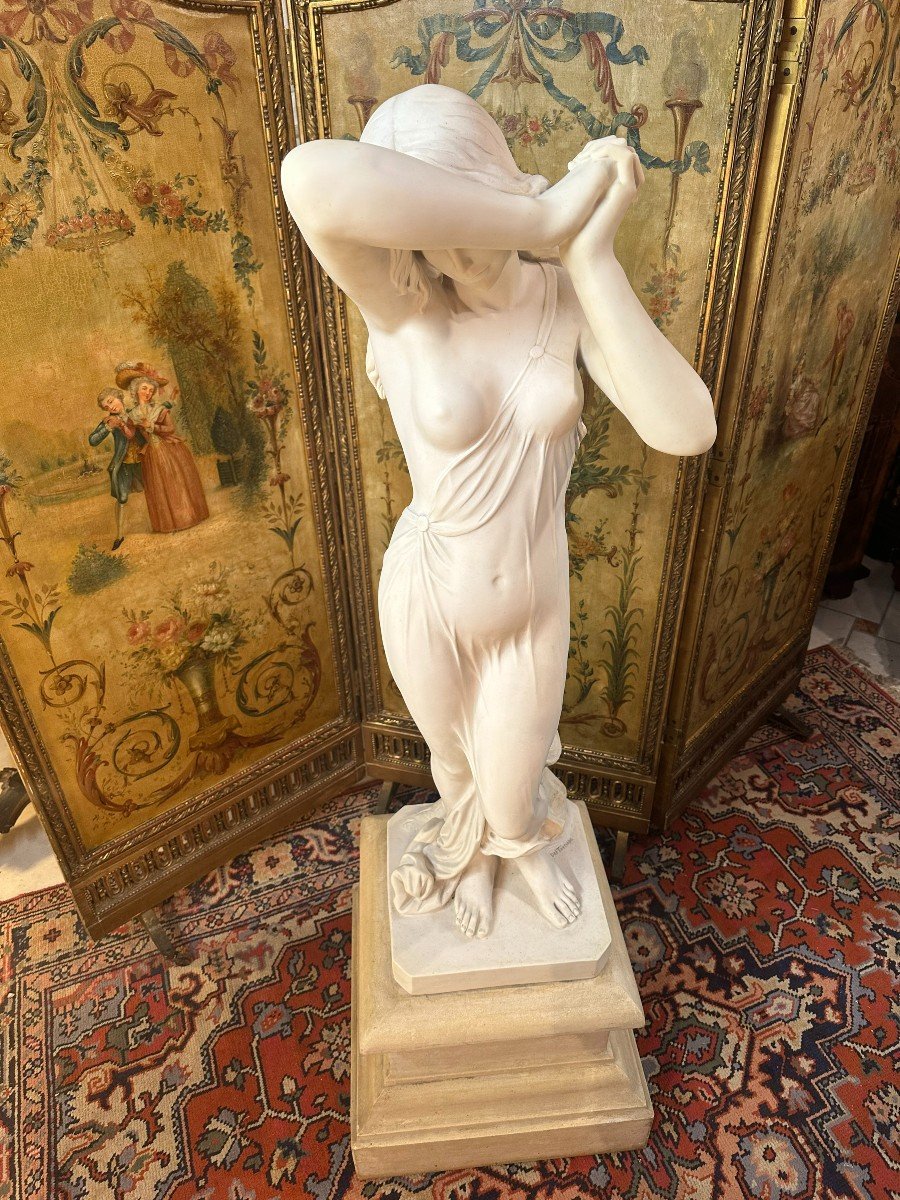 Marble Statue Of Woman Signed Dal Torrione-photo-2