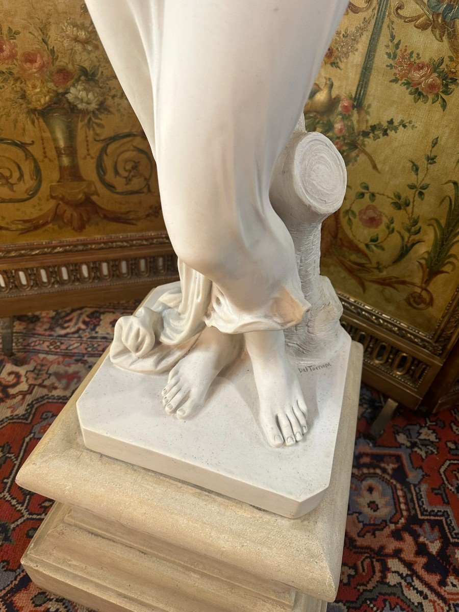 Marble Statue Of Woman Signed Dal Torrione-photo-1