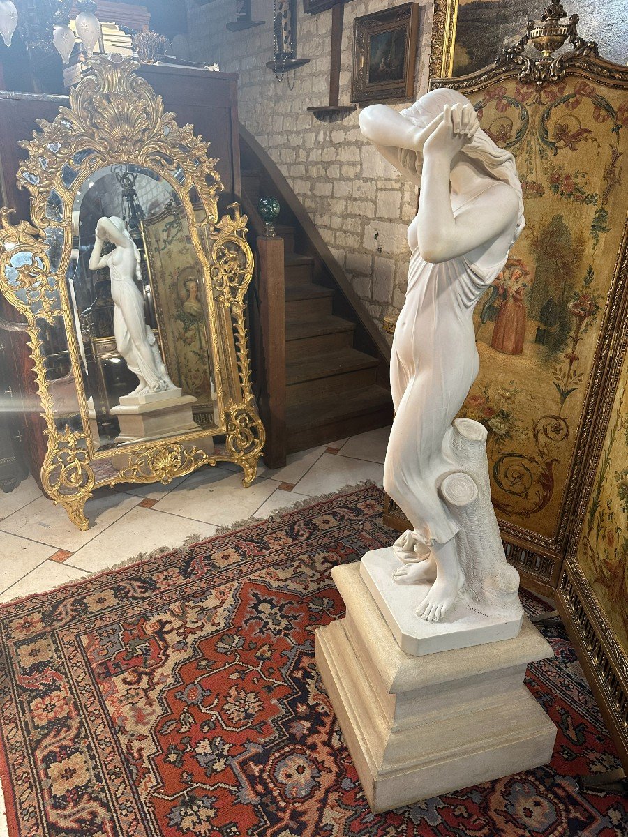 Marble Statue Of Woman Signed Dal Torrione-photo-7