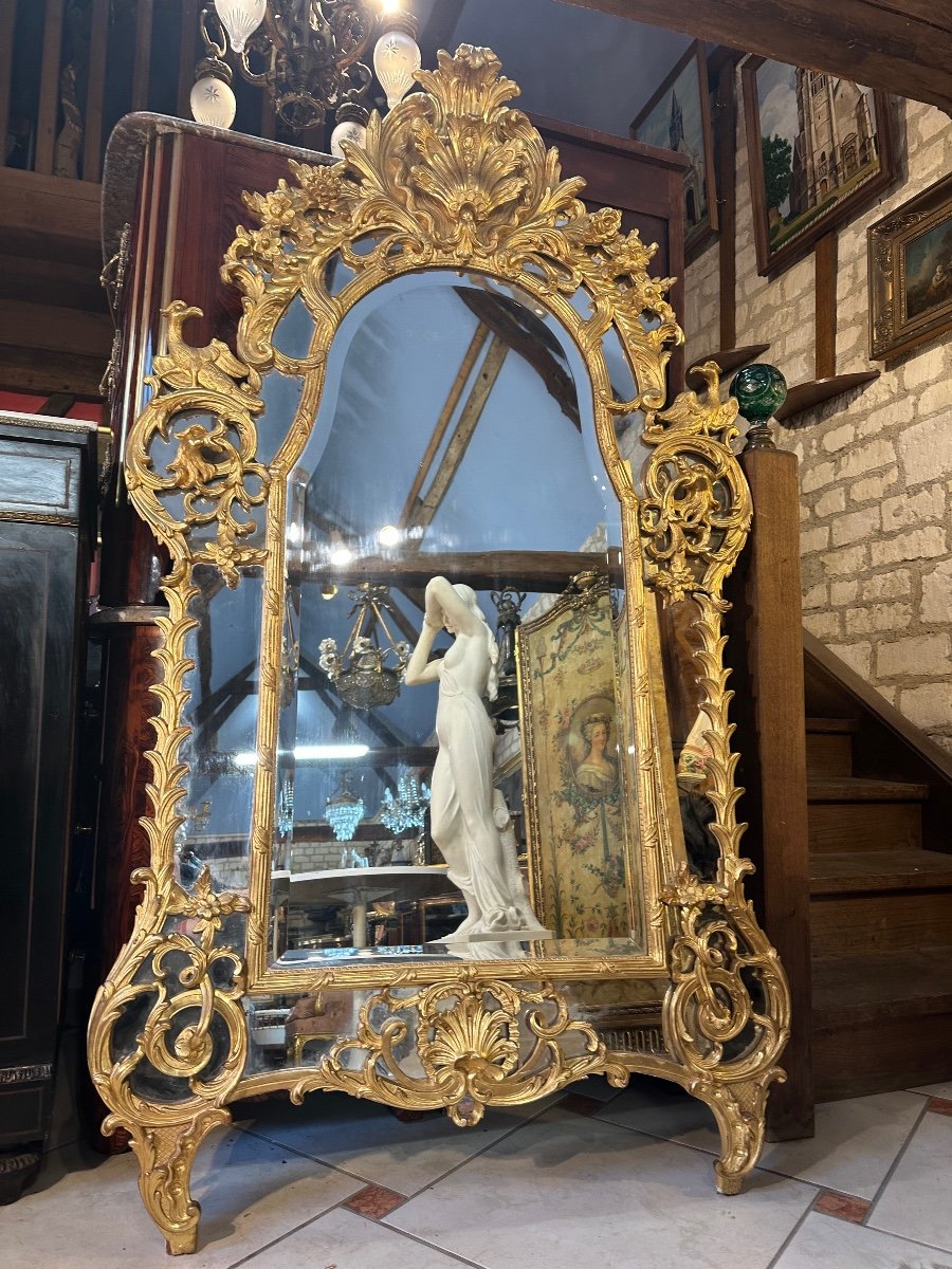 Important Regency Style Parclosed Mirror From The Napoleon III Period-photo-2