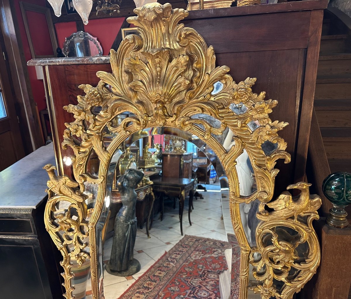 IMPORTANT MIROIR A PARCLOSES DE STYLE REGENCE EPOQUE NAPOLEON III-photo-3