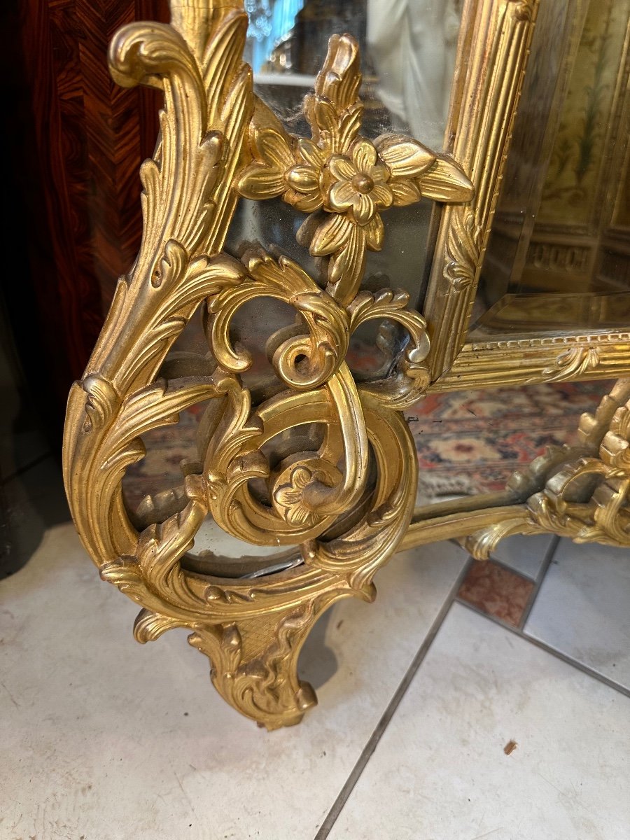 IMPORTANT MIROIR A PARCLOSES DE STYLE REGENCE EPOQUE NAPOLEON III-photo-5