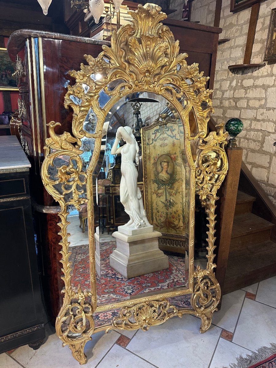 IMPORTANT MIROIR A PARCLOSES DE STYLE REGENCE EPOQUE NAPOLEON III