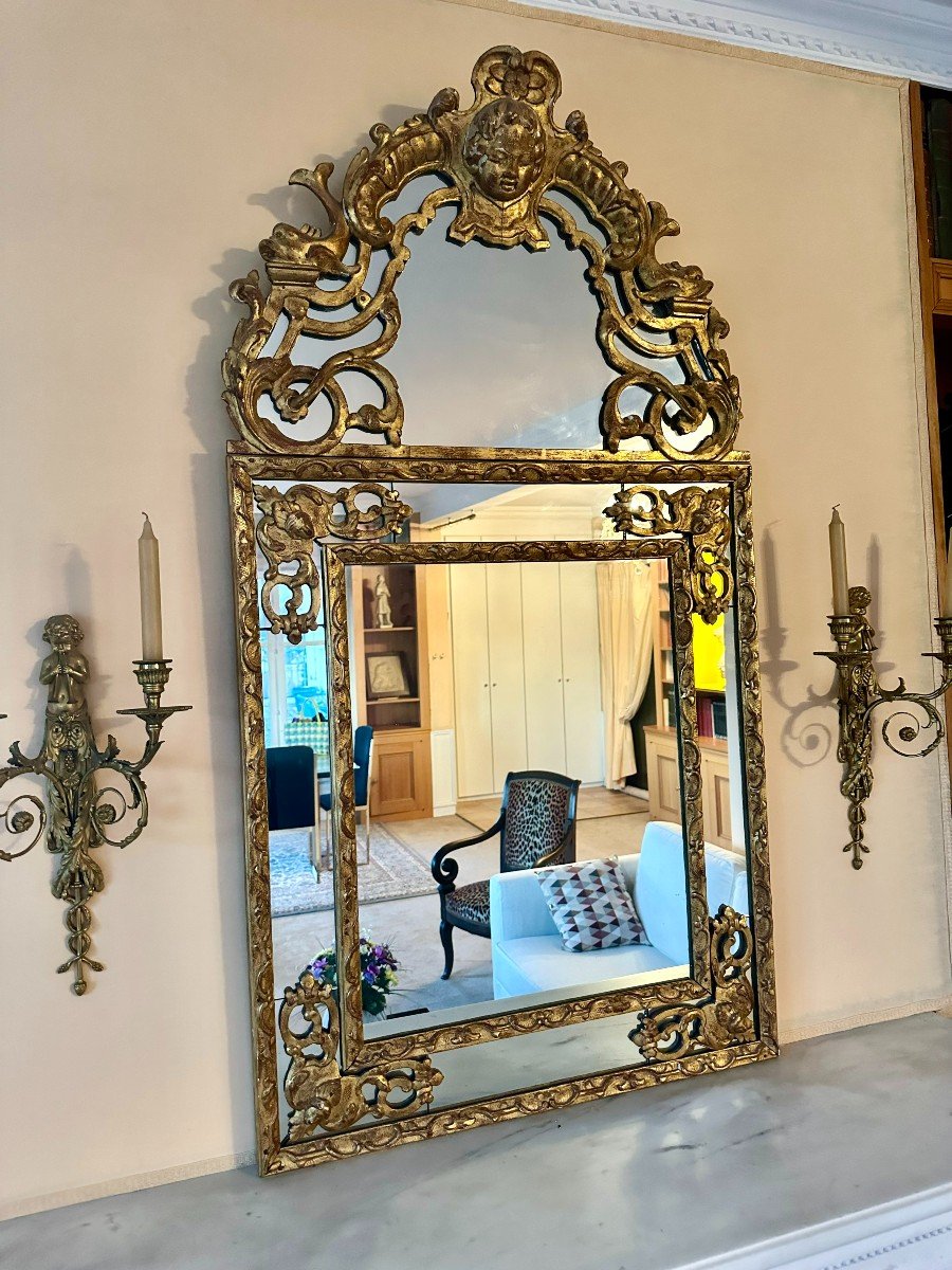 MIROIR A PARCLOSES  DE STYLE REGENCE-photo-3