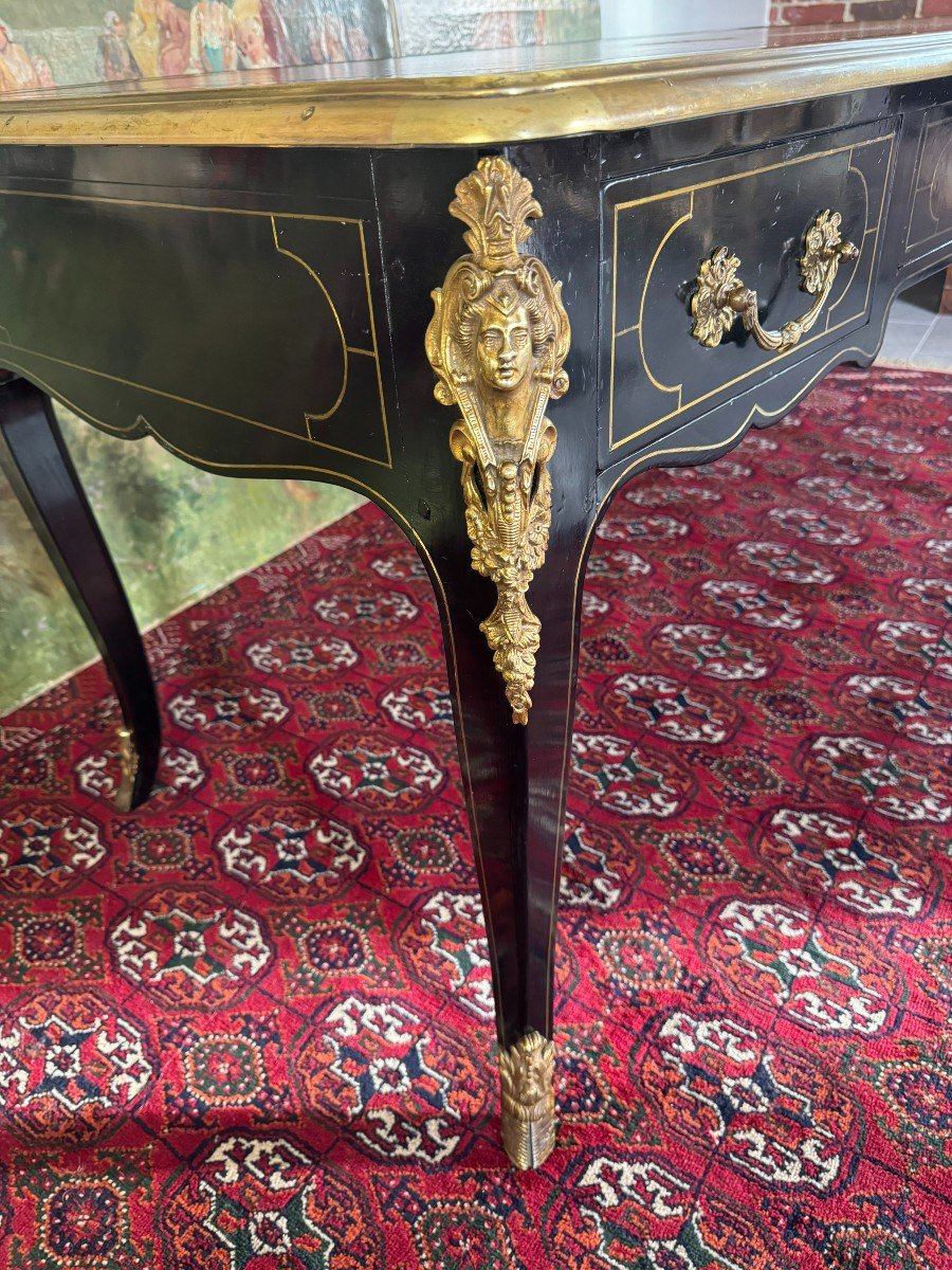 Louis XIV Style Black Lacquered Flat Desk-photo-3