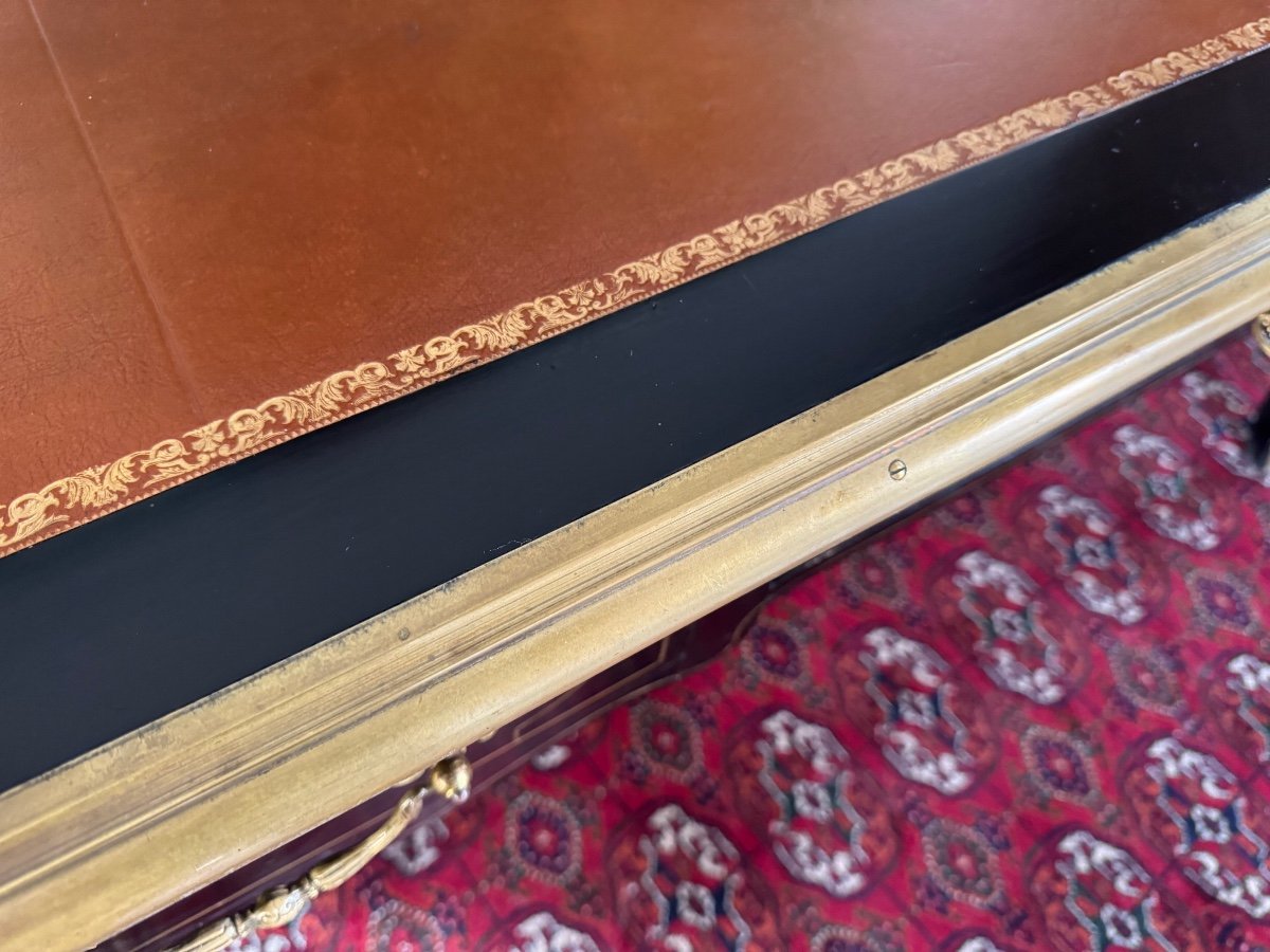 Louis XIV Style Black Lacquered Flat Desk-photo-5